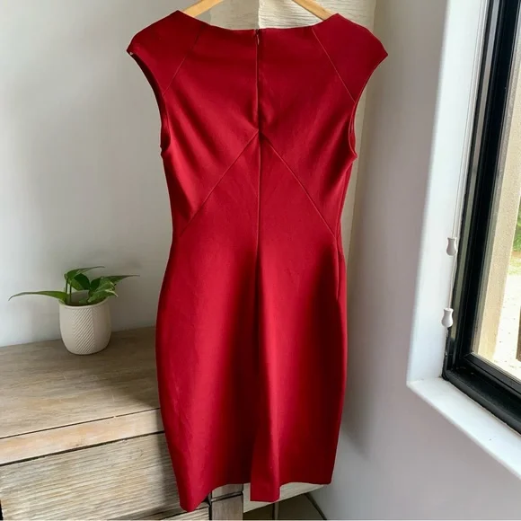 ZARA - Fitted Sculpted Maroon Red Figure Hugging Dress - Size Small - Picture 2 of 6